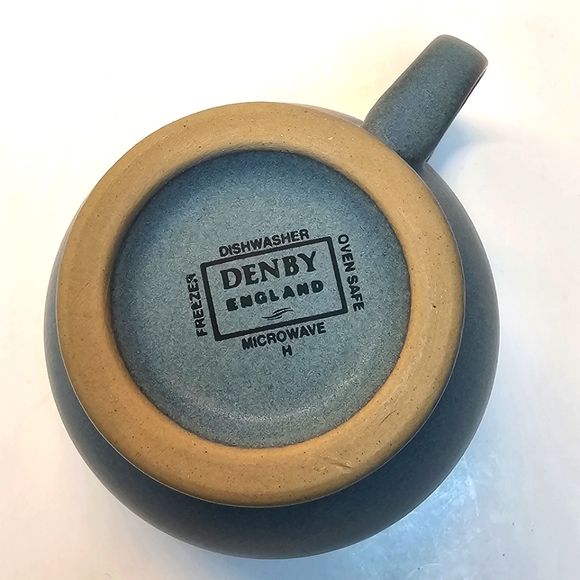 4 Set Denby Luxor Touquoise Blue 3" Footed Tea /Coffee Cups Handcrafted England - Picture 2 of 8